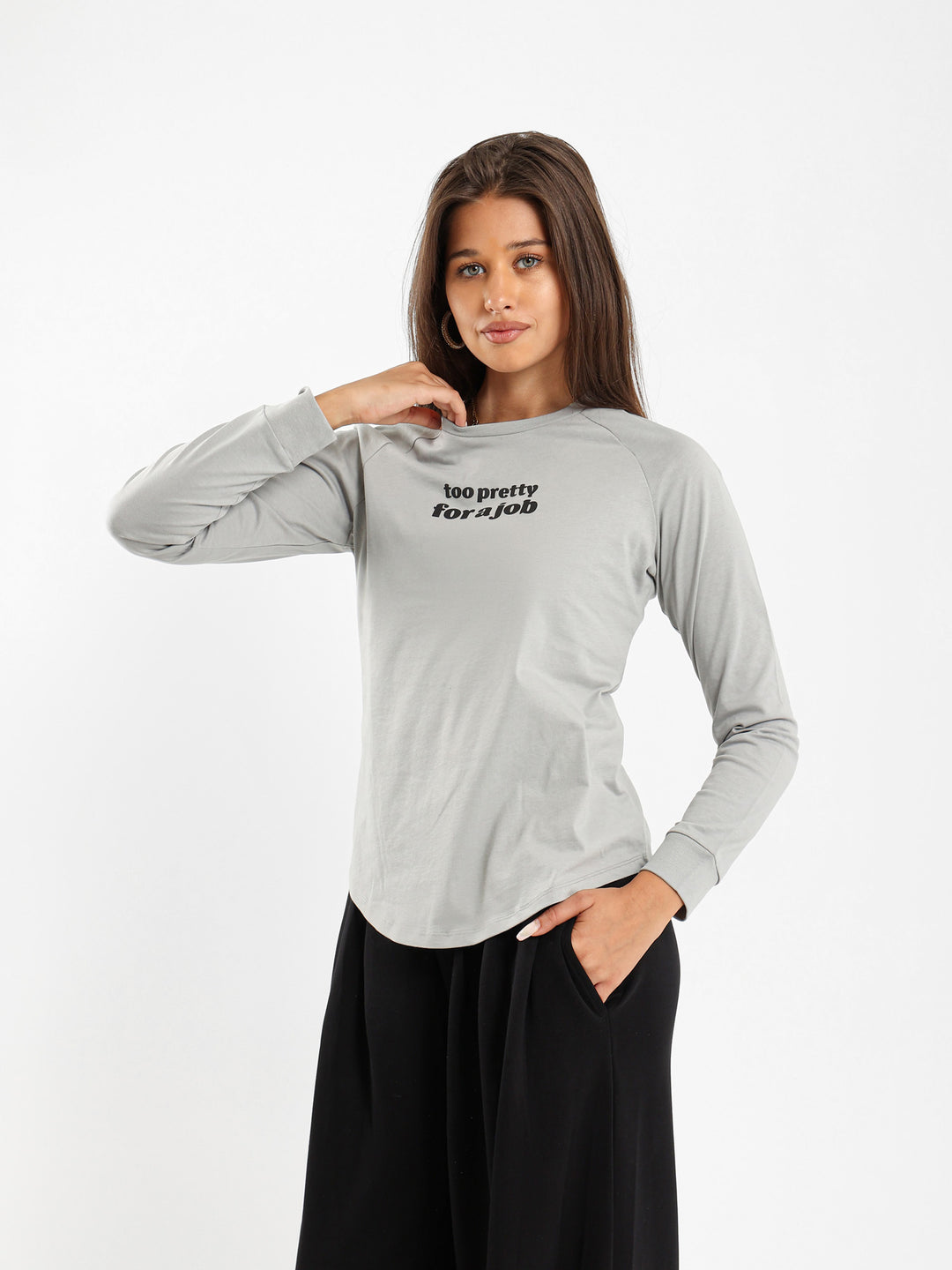 "Too Pretty For A Job" Raglan Tshirt