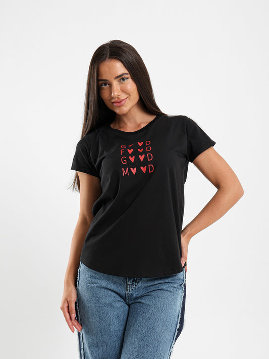 Good Food Good Mood Print T-Shirt