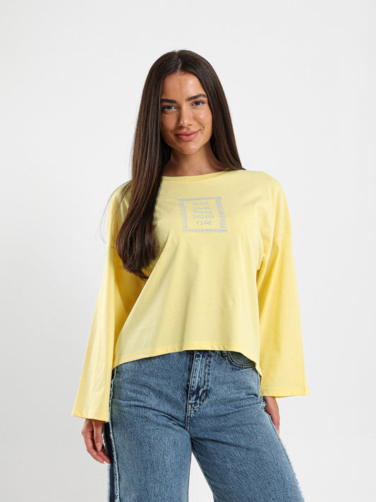 Slow Down You're Doing Fine Print Long Sleeve T-Shirt