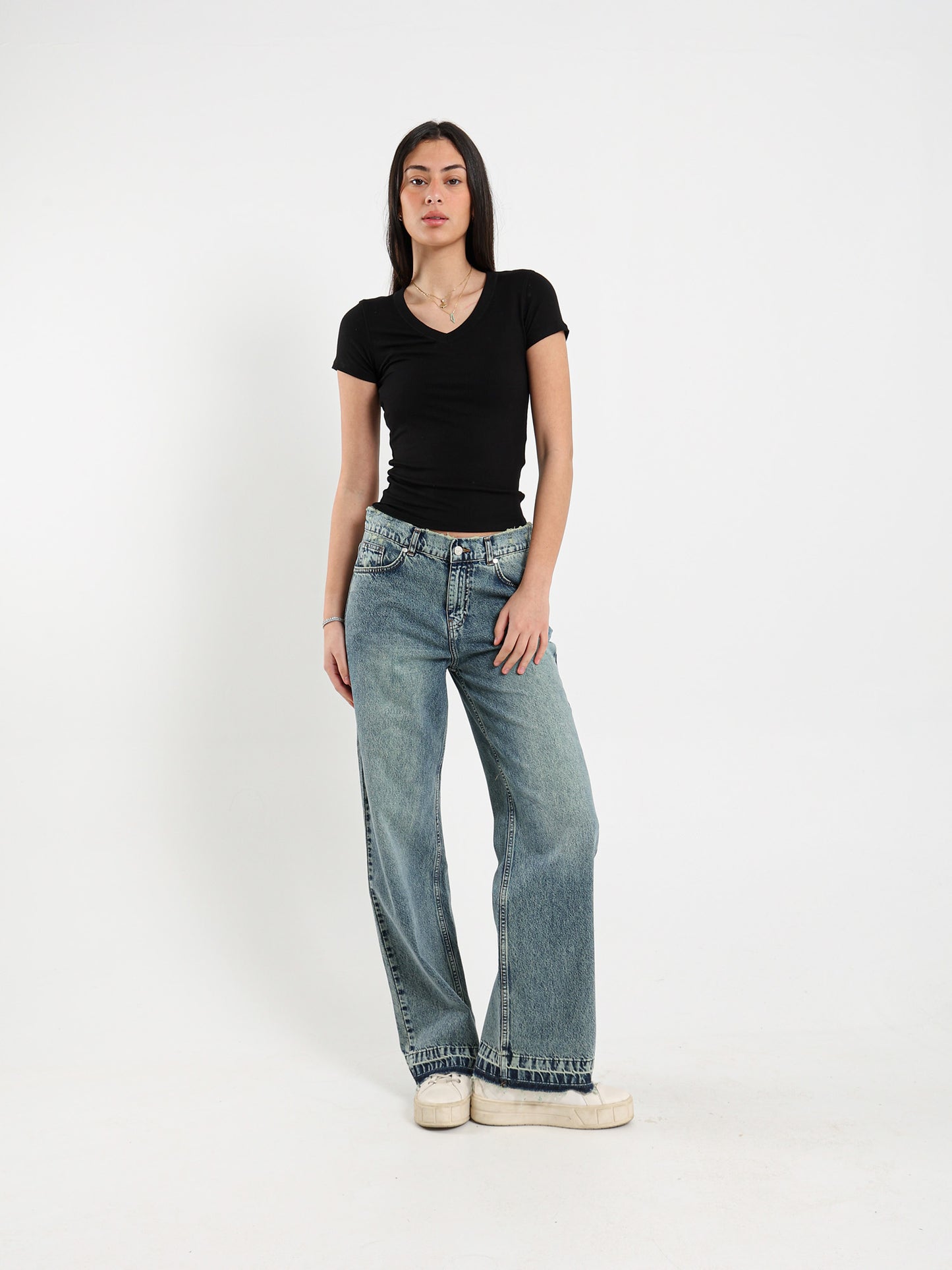 Destroyed Wide-Leg Jeans