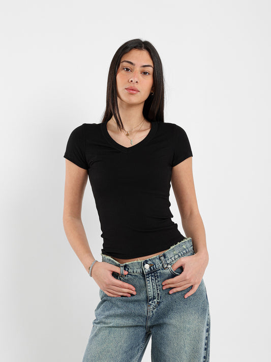 V-Neck Cropped Derby Top