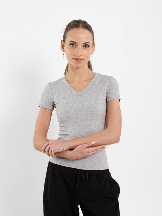 V-Neck Cropped Derby Top
