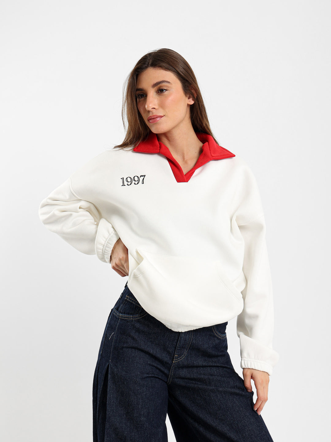 Embroidered Polo Sweatshirt
