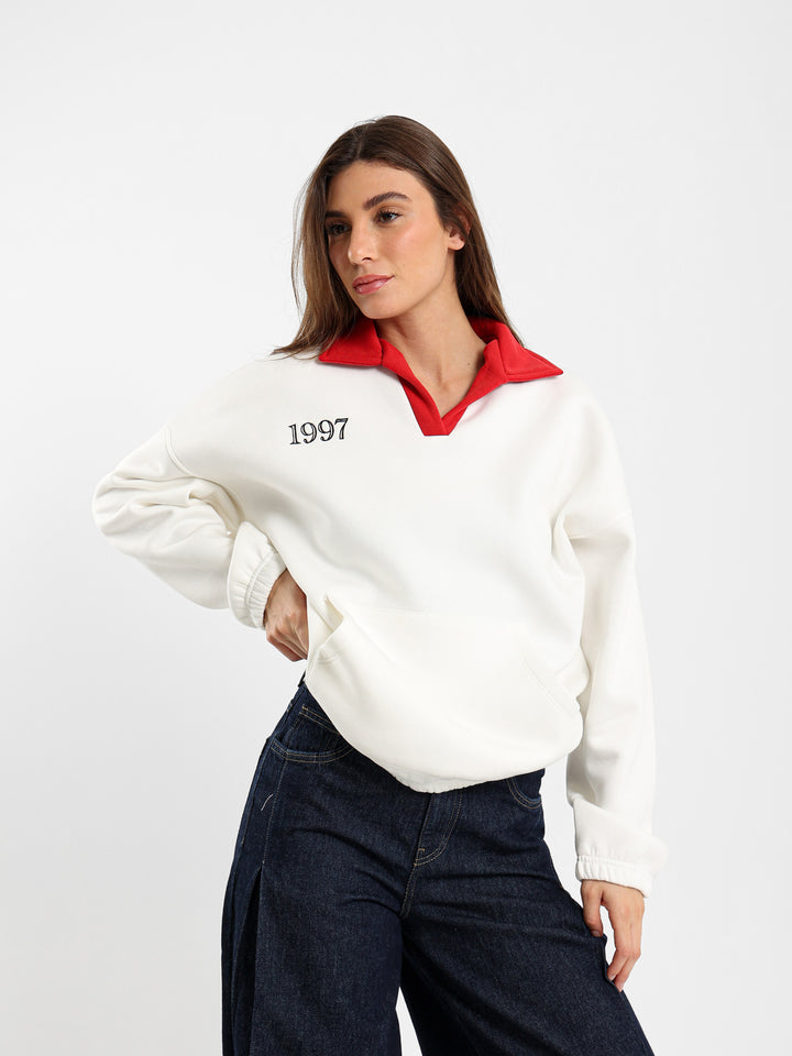 Embroidered Polo Sweatshirt