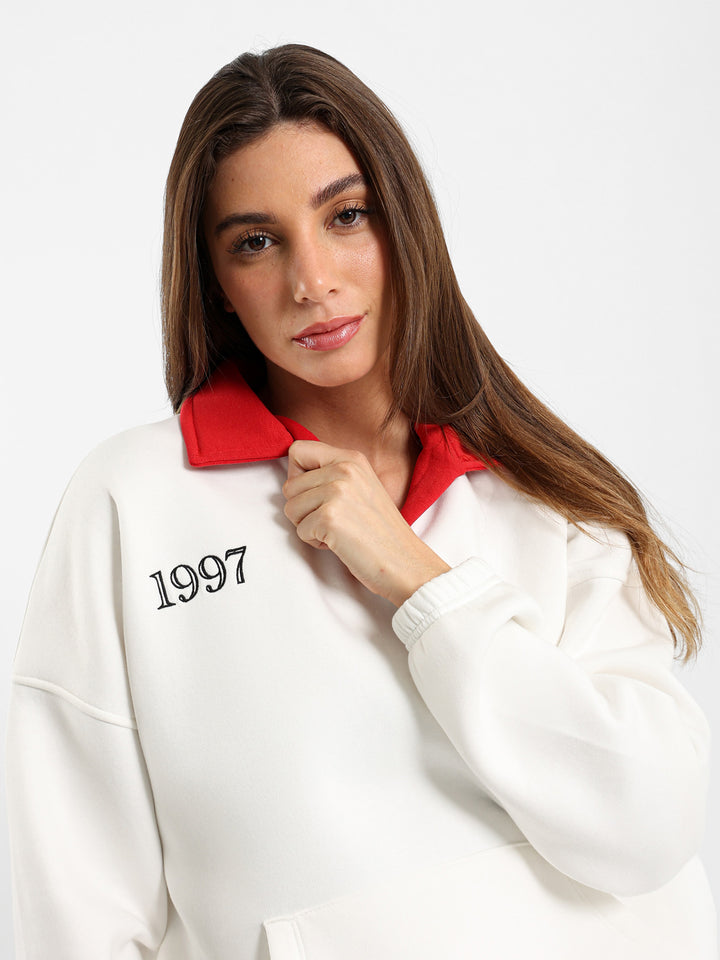 Embroidered Polo Sweatshirt