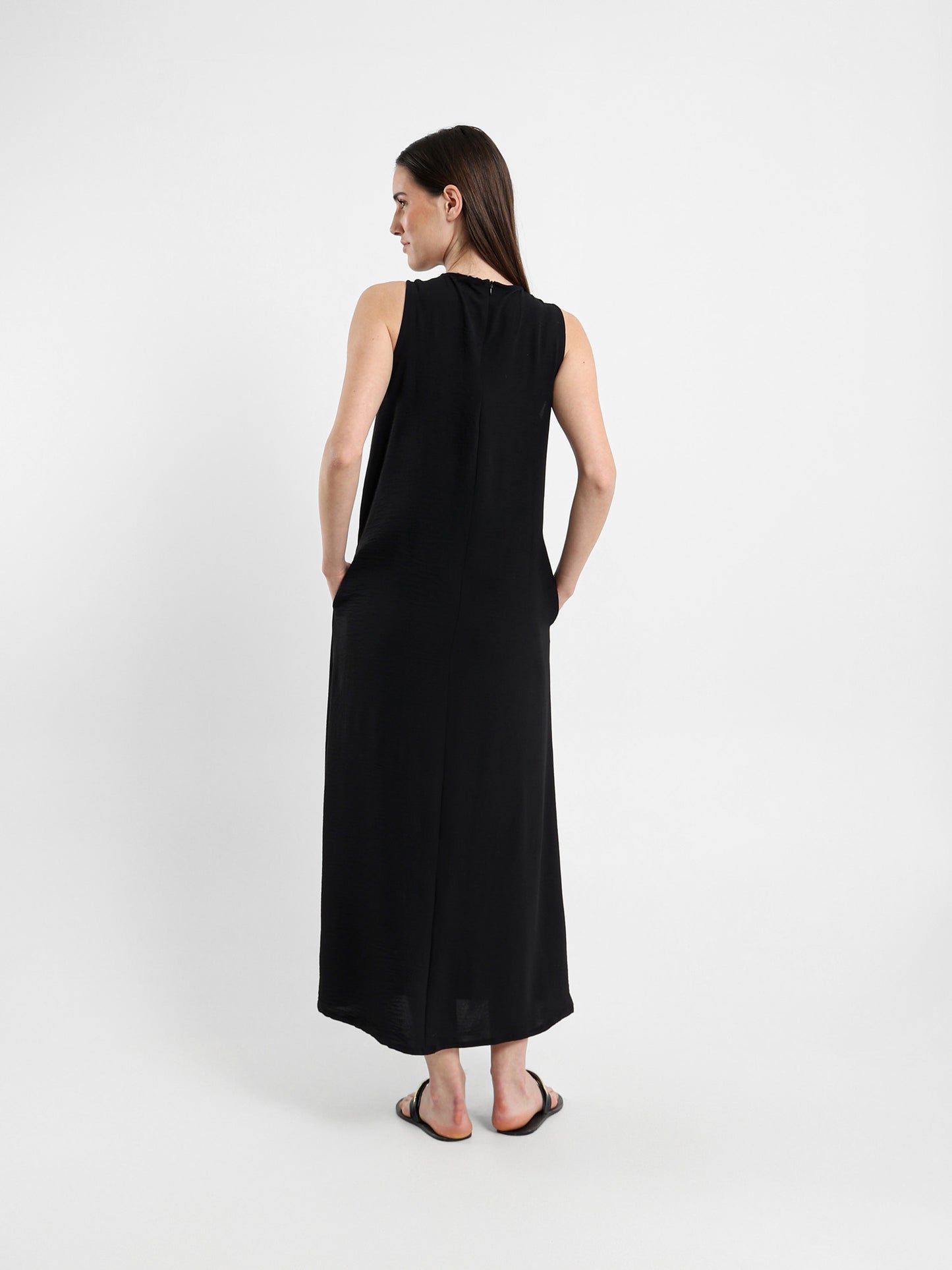Side Pockets Sleeveless Long Dress