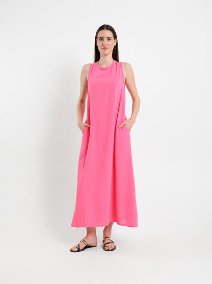 Side Pockets Sleeveless Long Dress