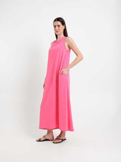 Side Pockets Sleeveless Long Dress