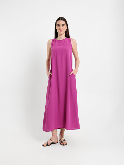 Side Pockets Sleeveless Long Dress