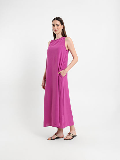 Side Pockets Sleeveless Long Dress