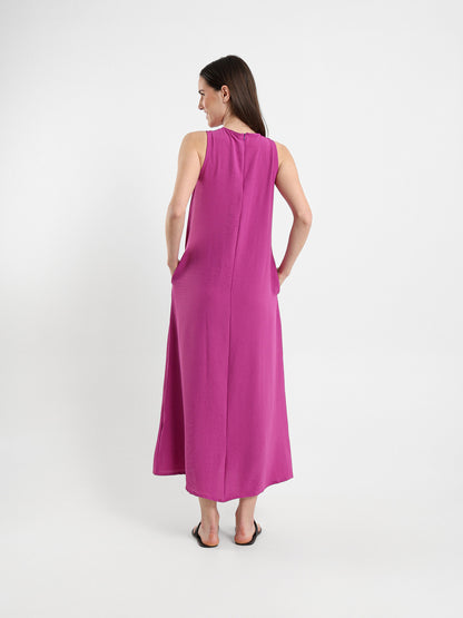 Side Pockets Sleeveless Long Dress