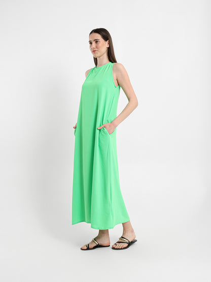 Side Pockets Sleeveless Long Dress