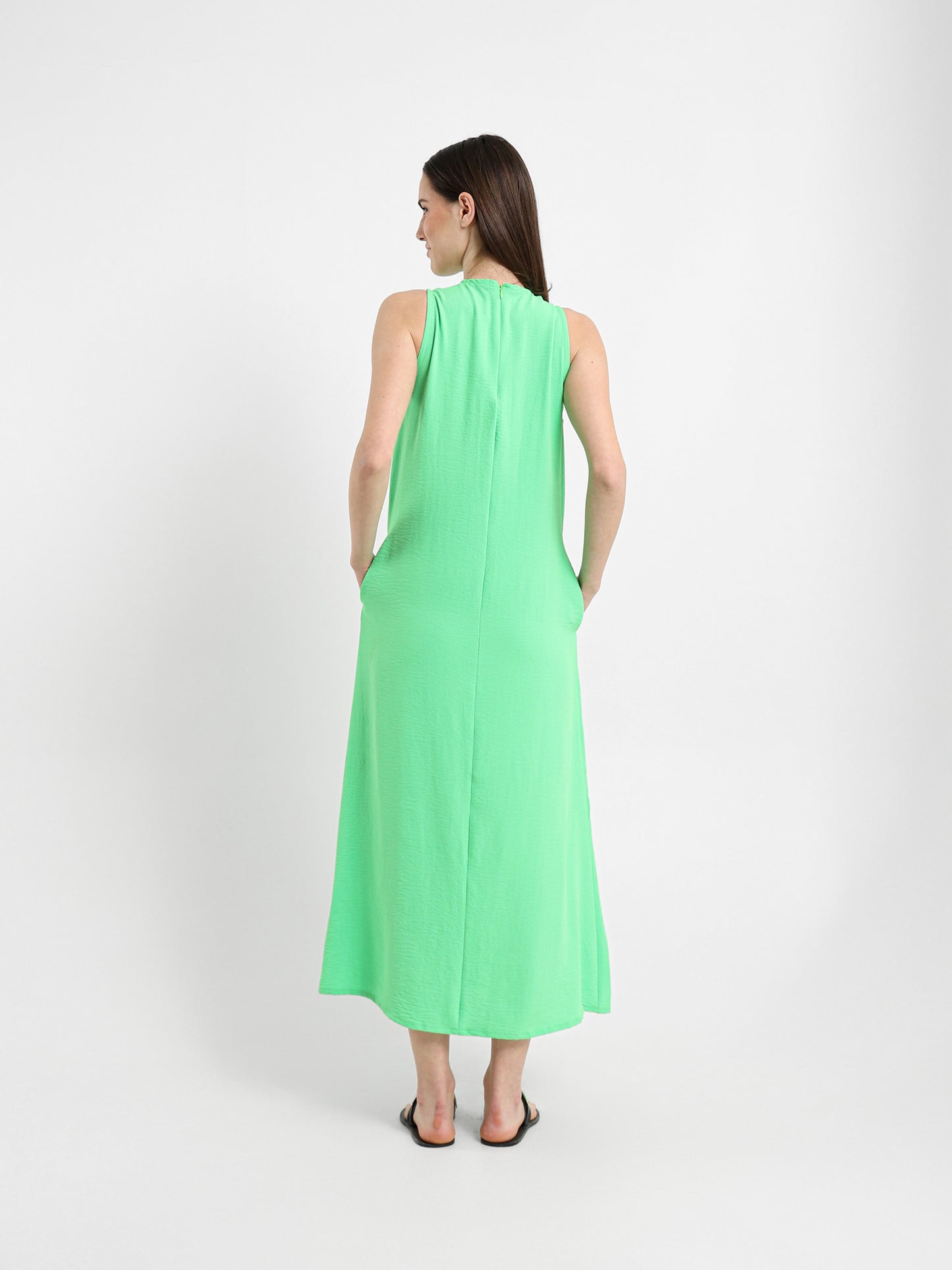 Side Pockets Sleeveless Long Dress
