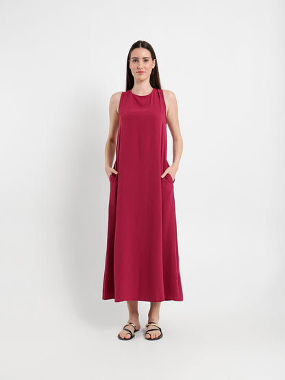 Side Pockets Sleeveless Long Dress