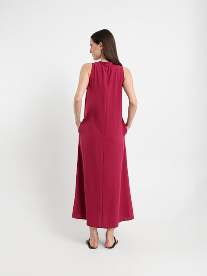 Side Pockets Sleeveless Long Dress