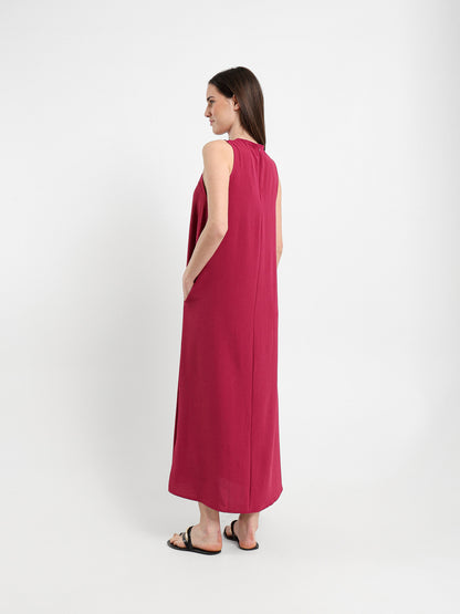 Side Pockets Sleeveless Long Dress