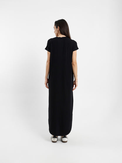 V-Neck Dress With Round Hem