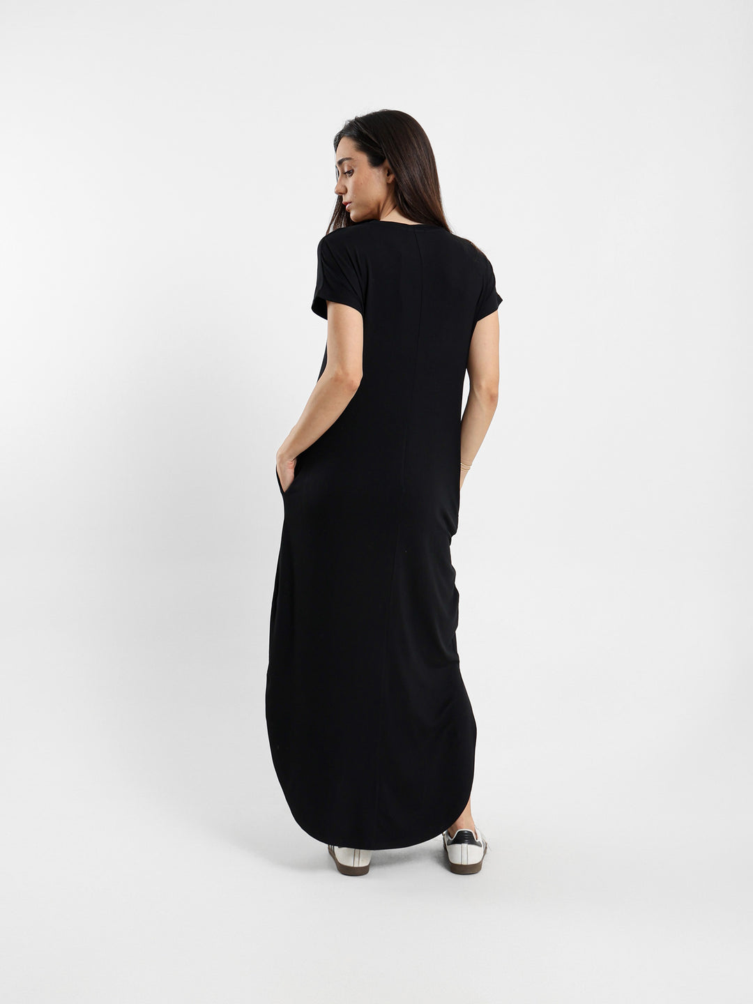 V-Neck Dress With Round Hem