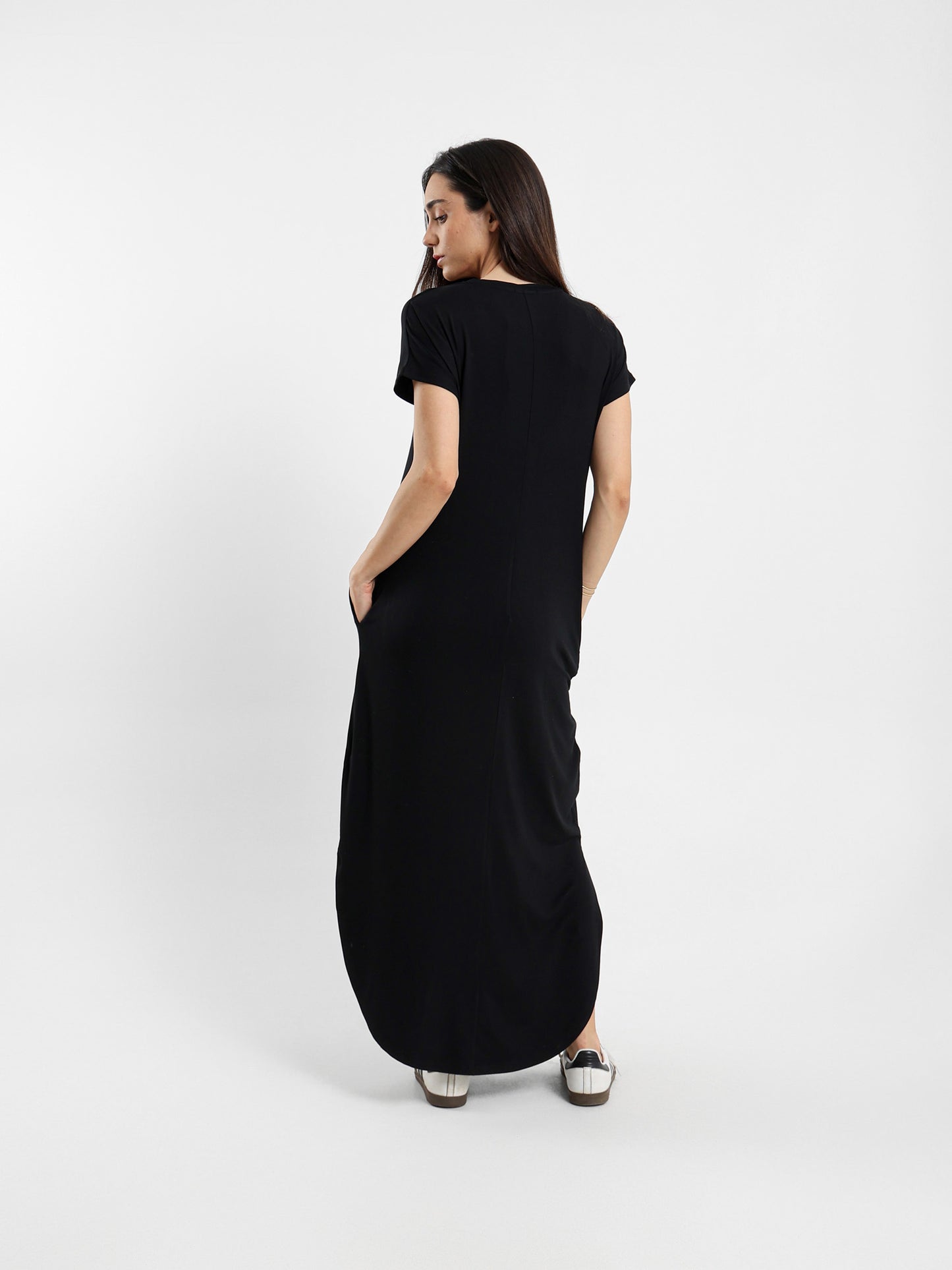 V-Neck Dress With Round Hem