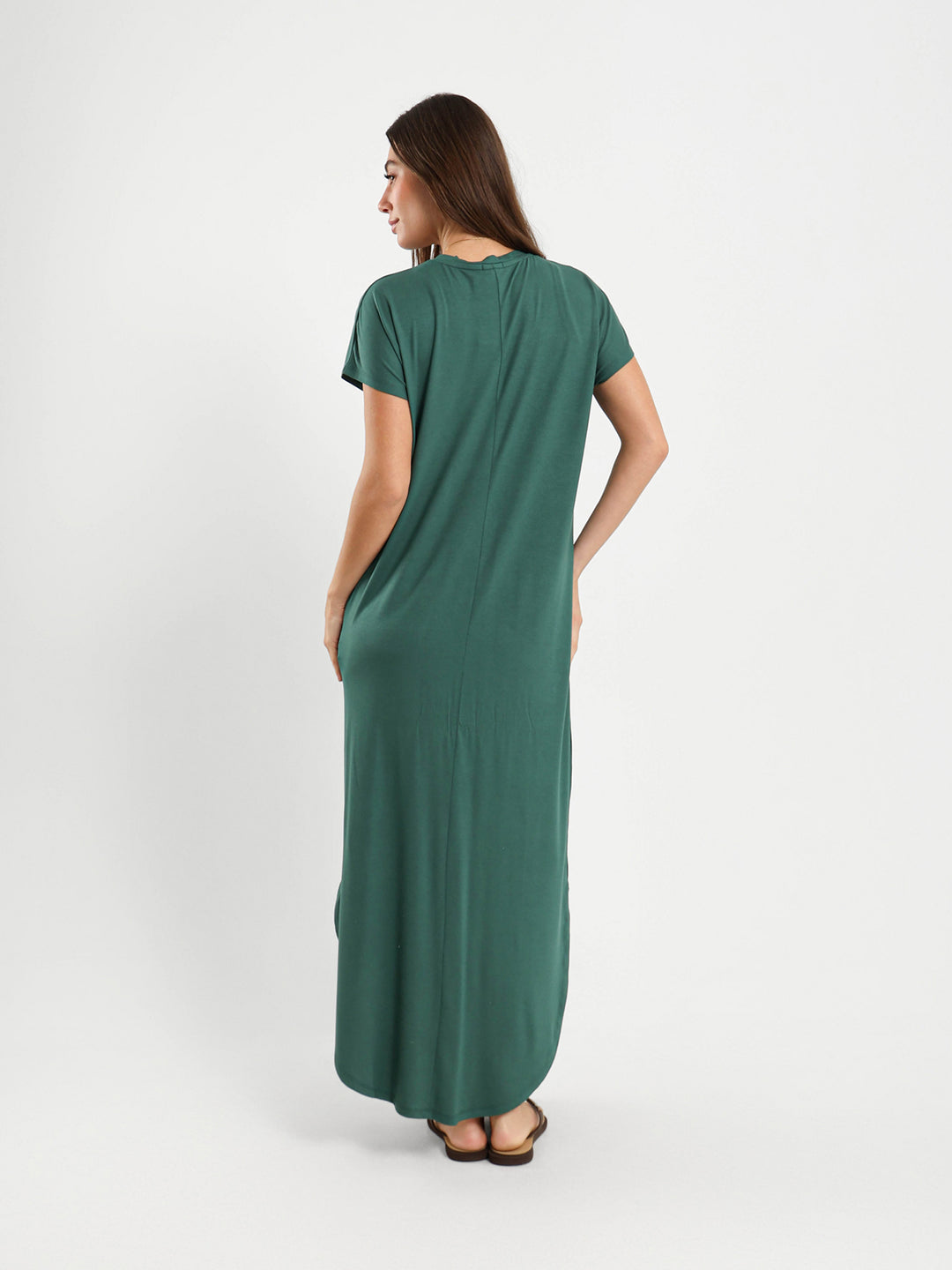 V-Neck Dress With Round Hem