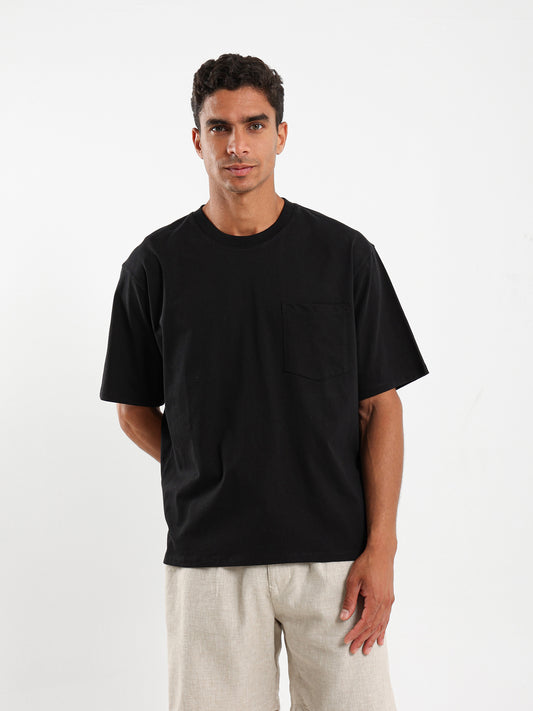 Boxy Fit Tee with Front Pocket