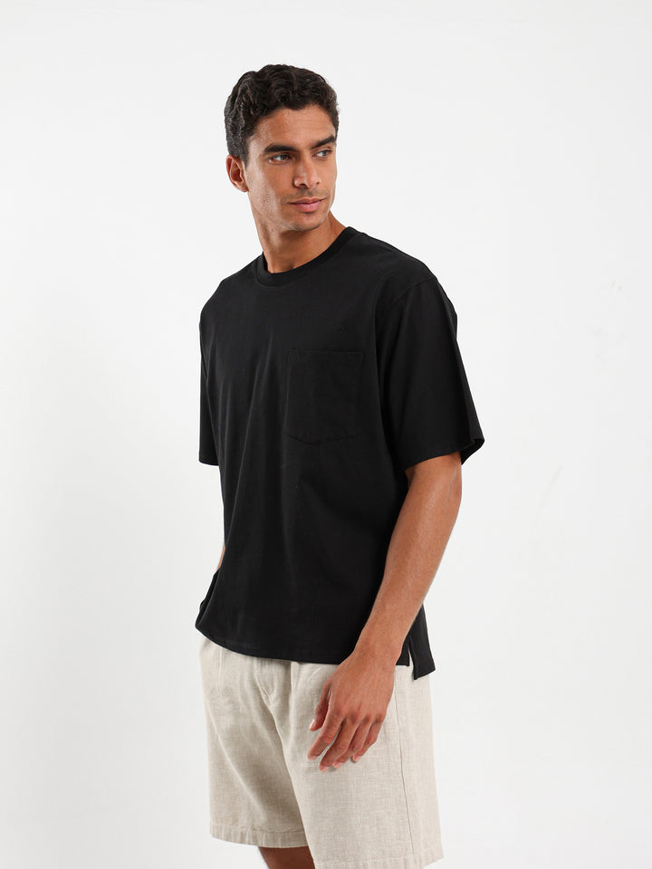 Boxy Fit Tee with Front Pocket