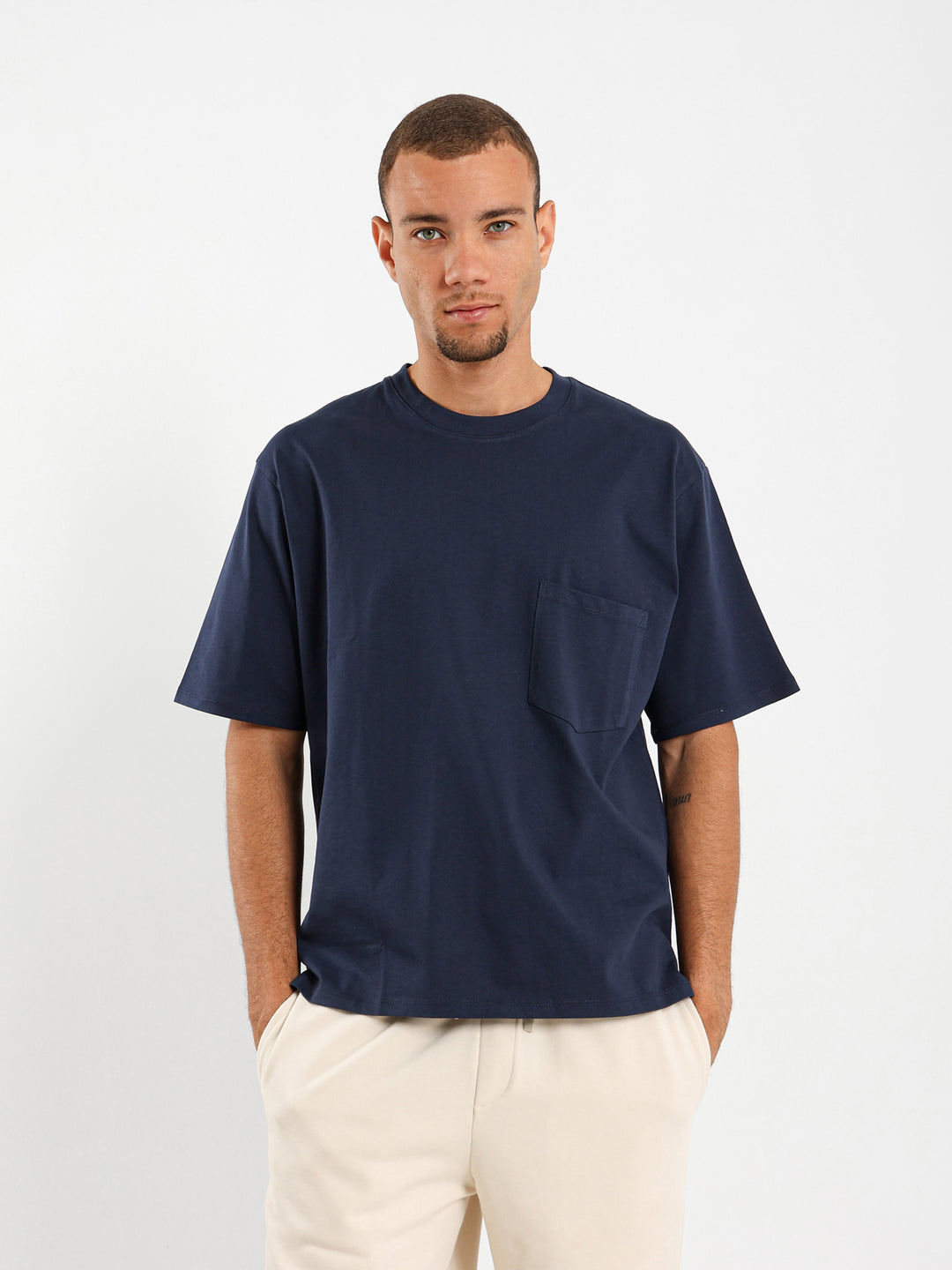 Boxy Fit Tee with Front Pocket