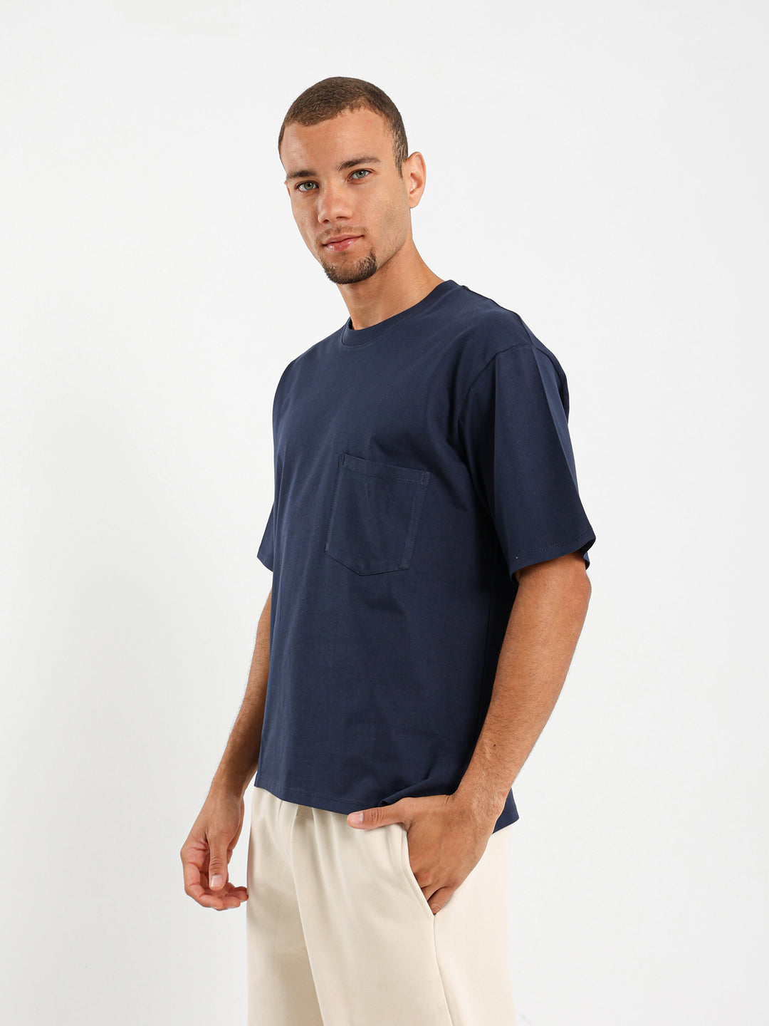Boxy Fit Tee with Front Pocket