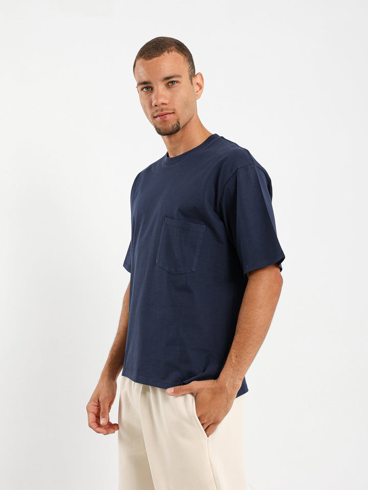 Boxy Fit Tee with Front Pocket