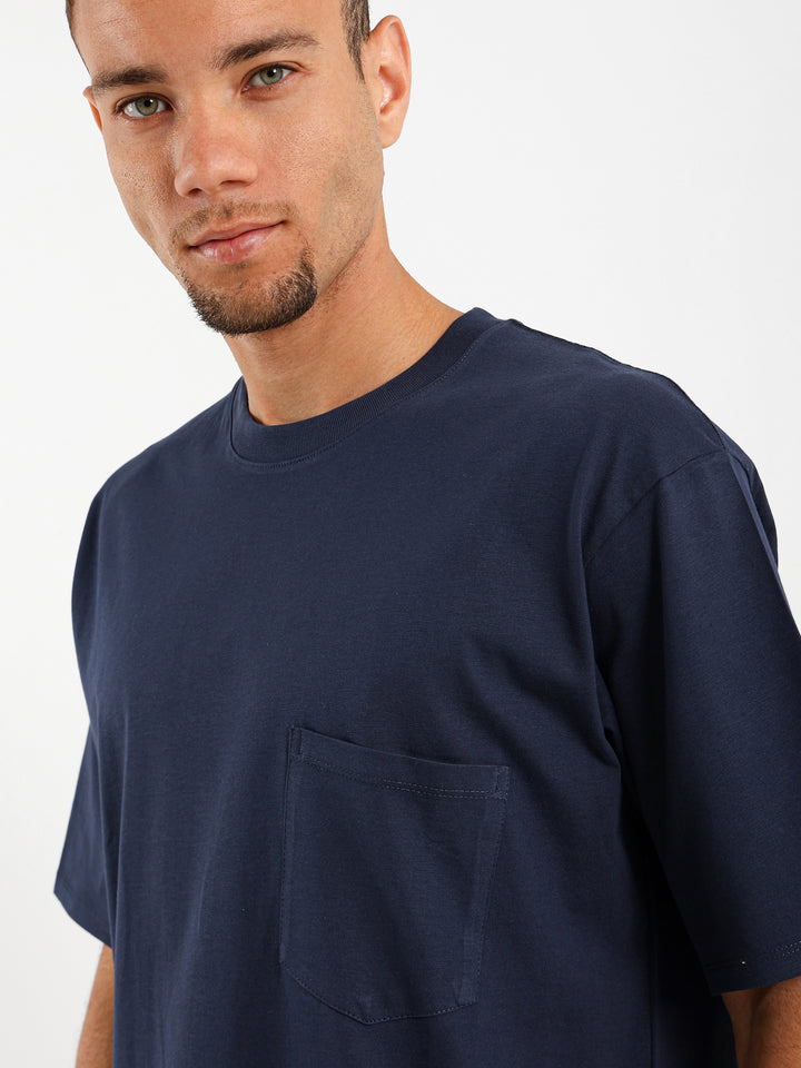Boxy Fit Tee with Front Pocket