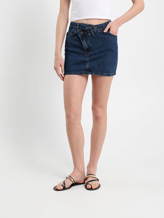 Criss Cross Mini Denim Skirt