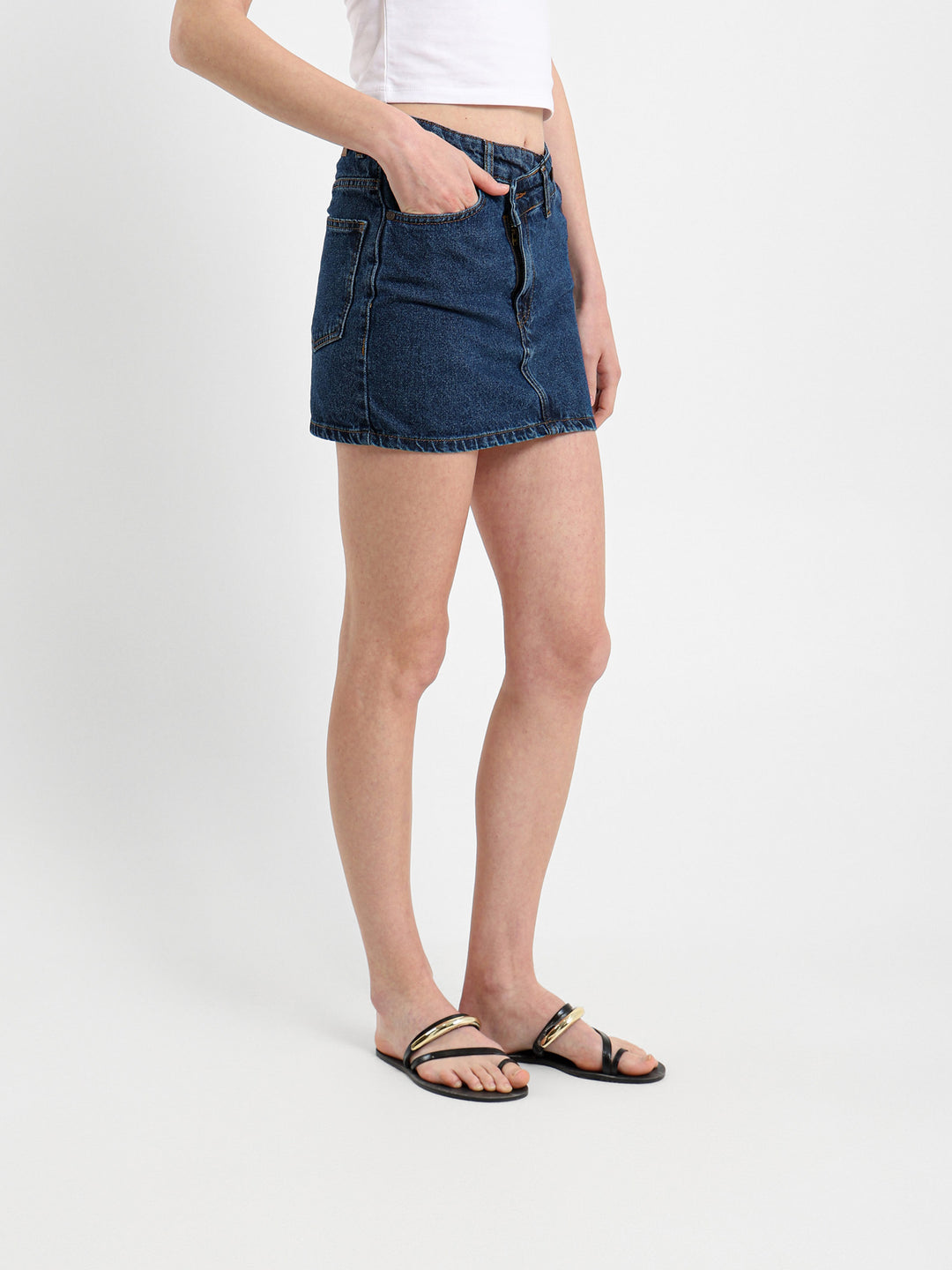 Criss Cross Mini Denim Skirt