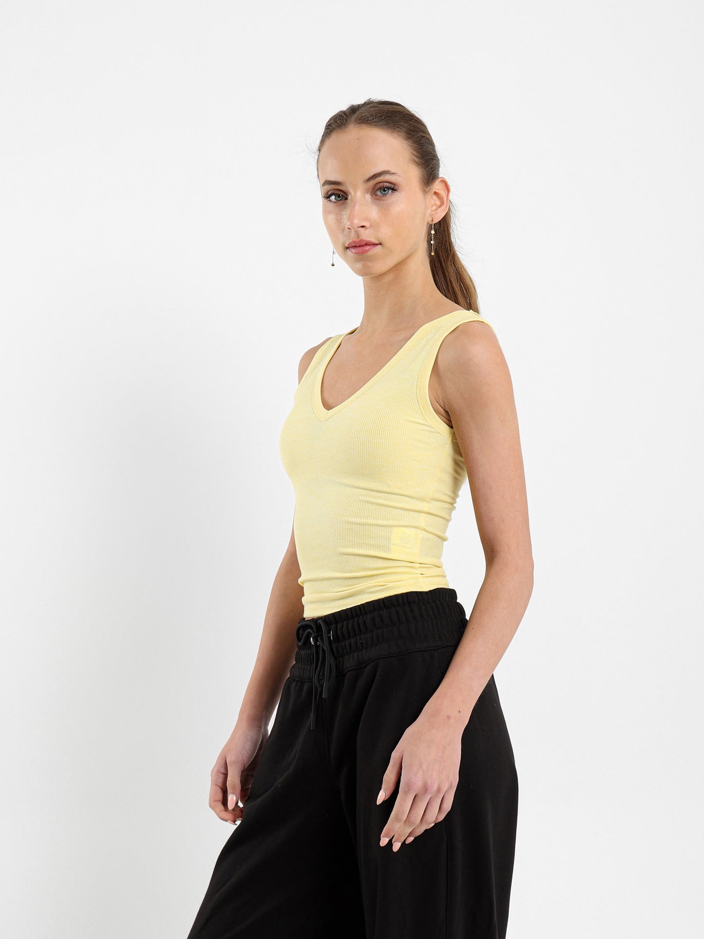 Ribbed V-Neck Sleeveless Top