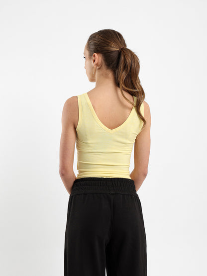 Ribbed V-Neck Sleeveless Top