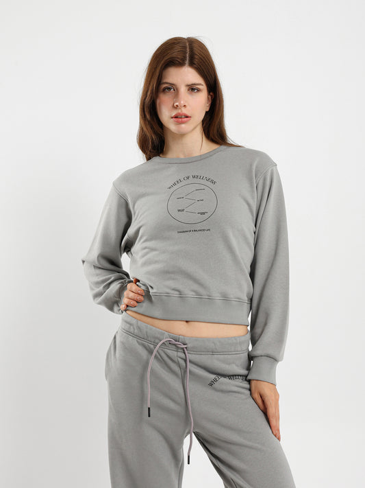 Front Print Cropped Sweatshirt