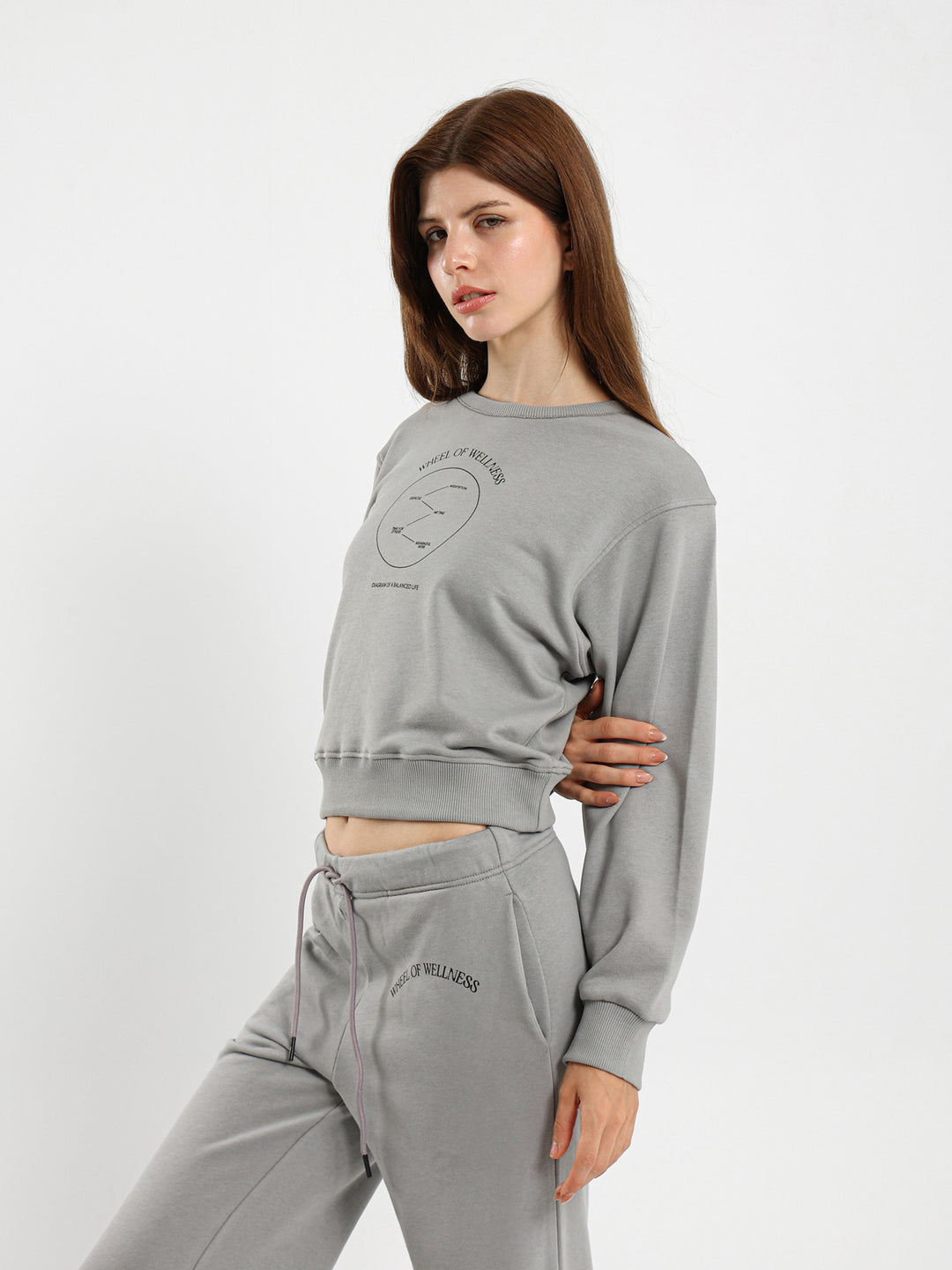 Front Print Cropped Sweatshirt