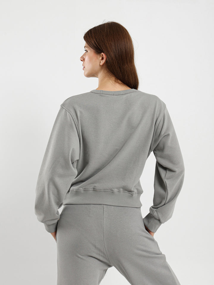 Front Print Cropped Sweatshirt