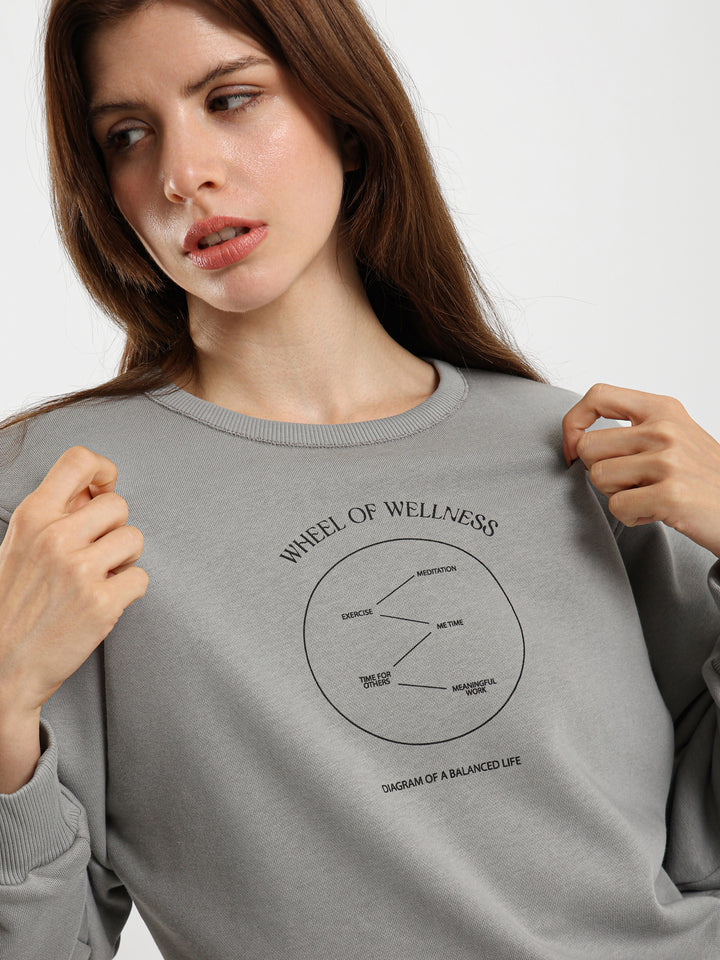 Front Print Cropped Sweatshirt