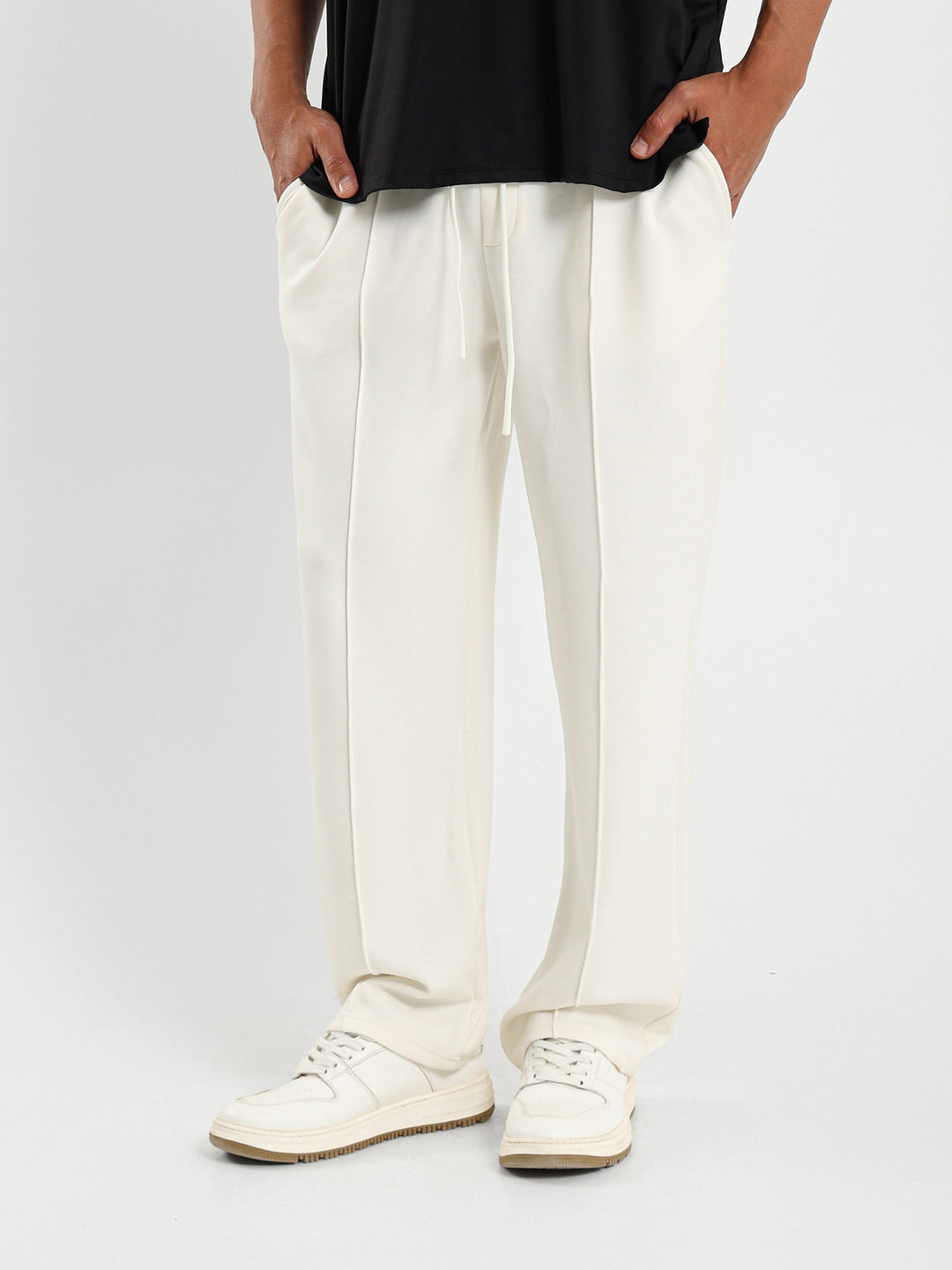 Regular Fit Pants With Front Crease