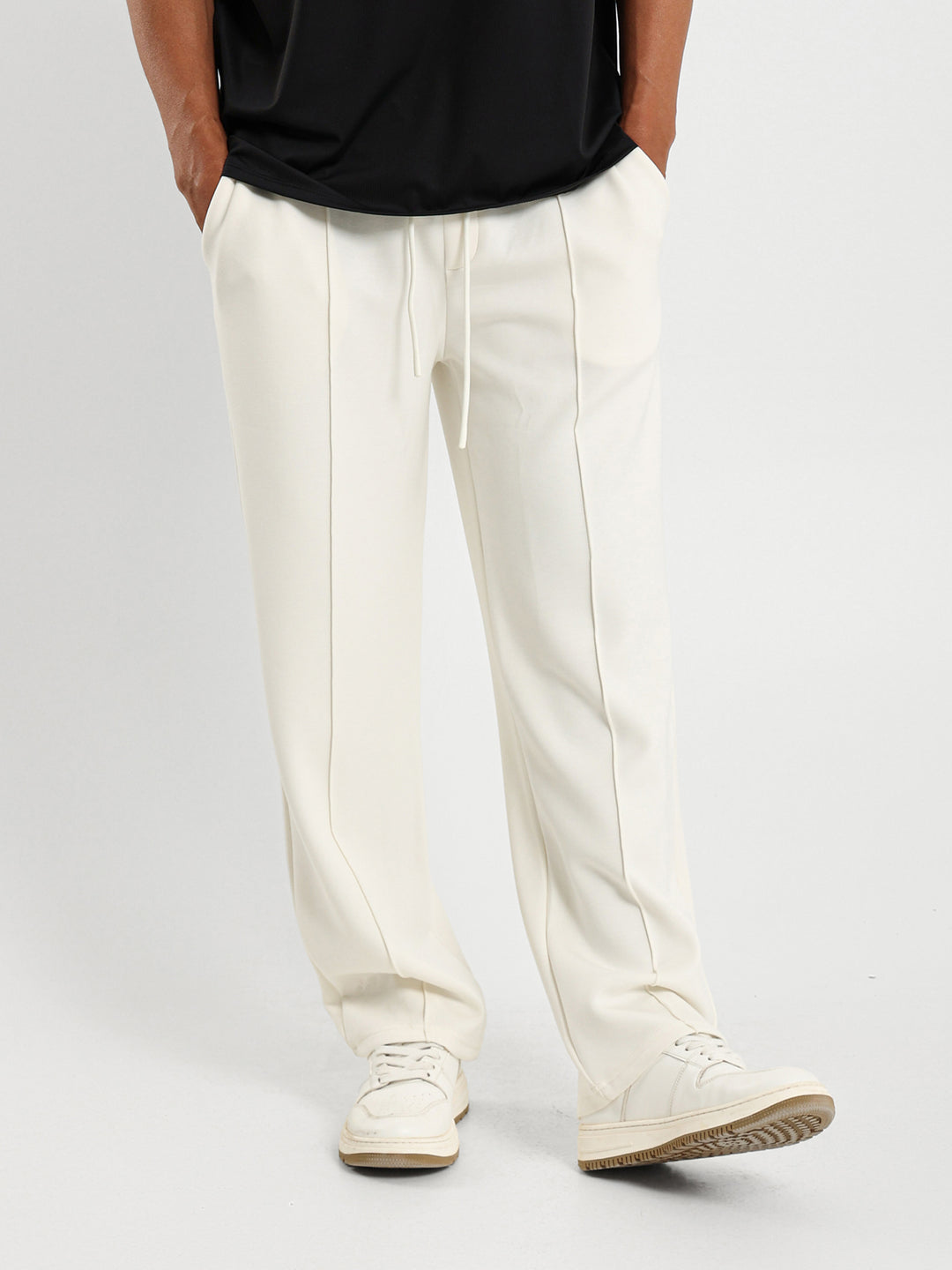 Regular Fit Pants With Front Crease