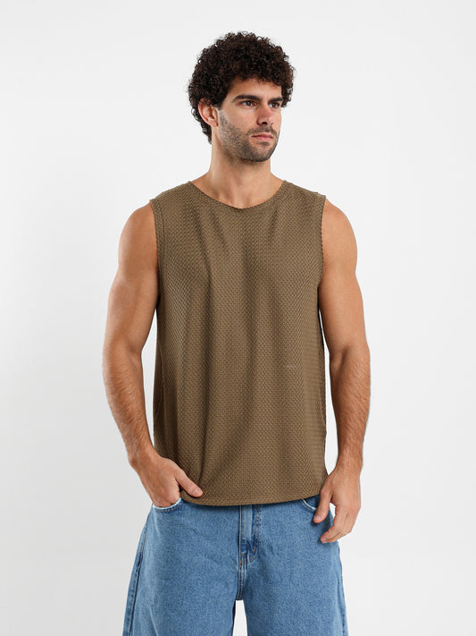 Sleeveless Openwork Breathable Cotton Tee