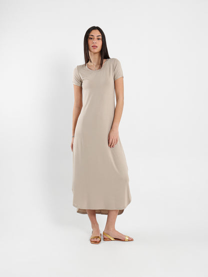 Round Neck Slit Sides Dress