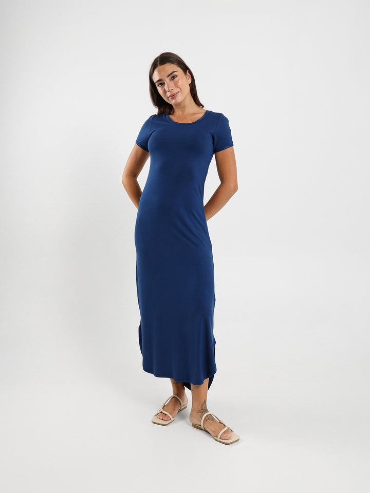 Round Neck Slit Sides Dress