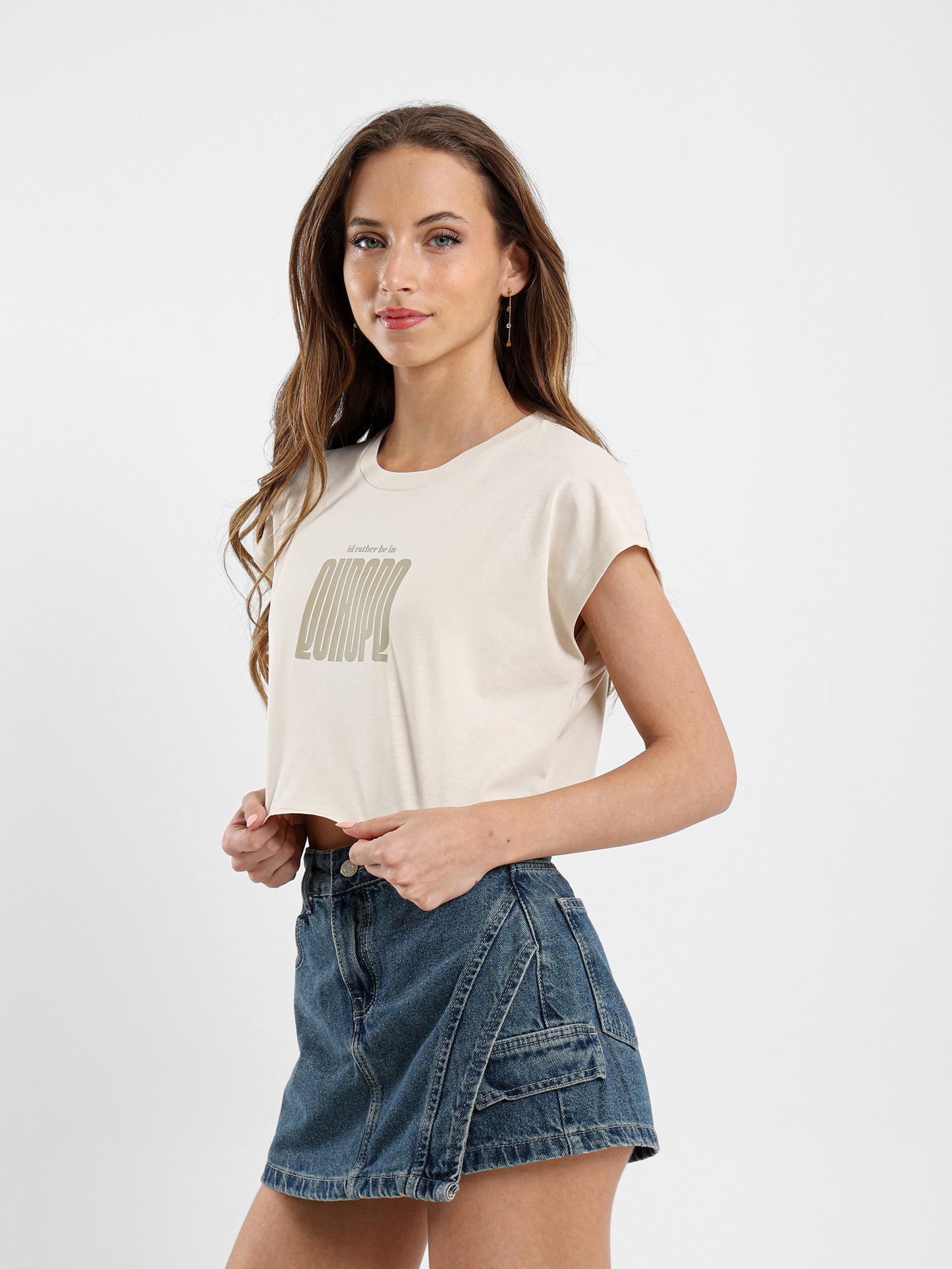 I'd Rather Be In Europe Cropped T-Shirt
