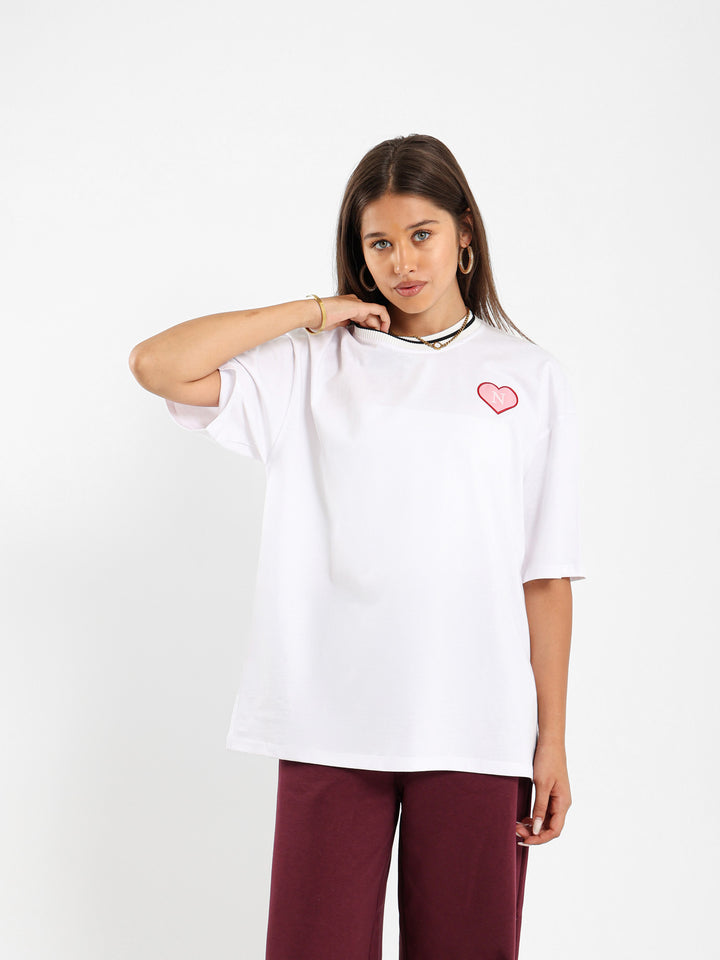 Oversized Tshirt With Heart Letter Print