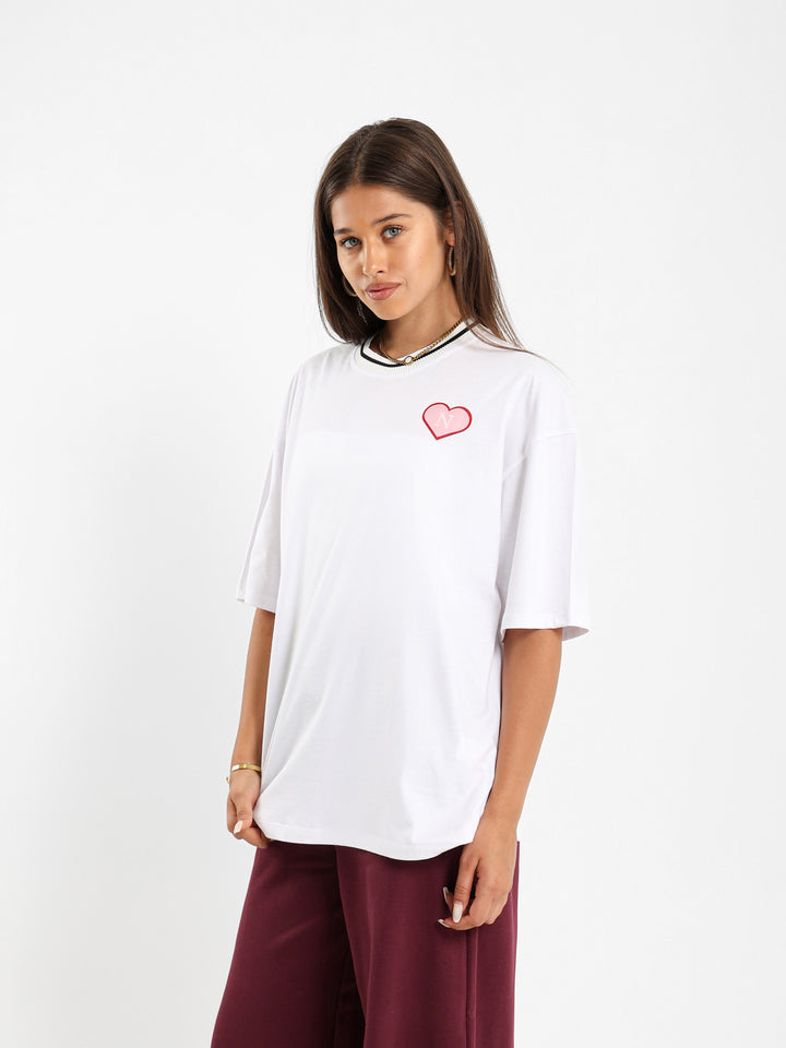 Oversized Tshirt With Heart Letter Print