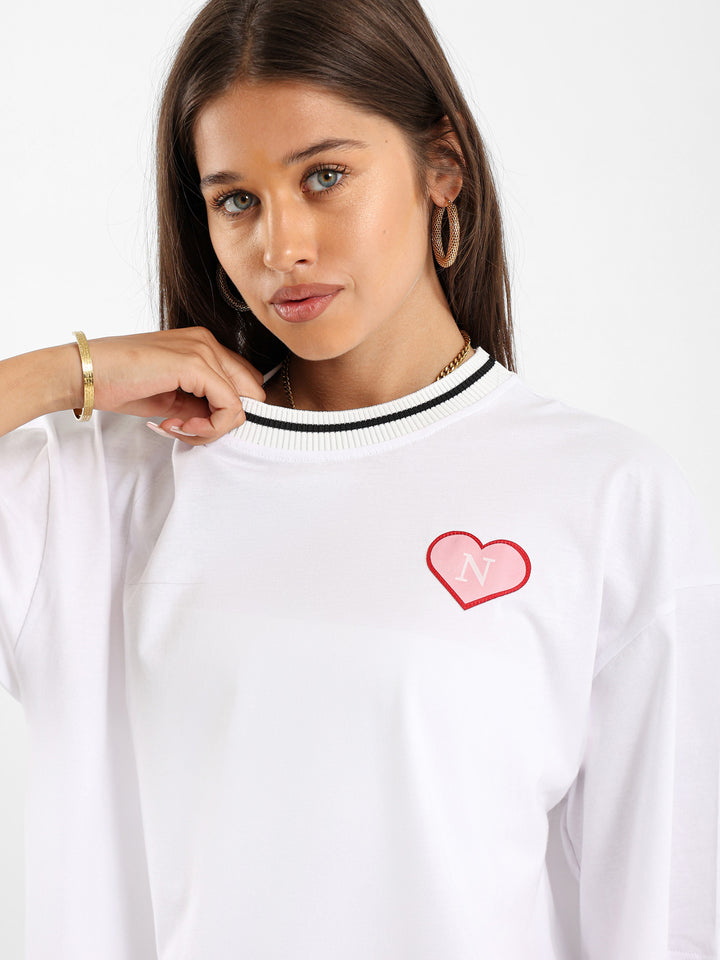 Oversized Tshirt With Heart Letter Print