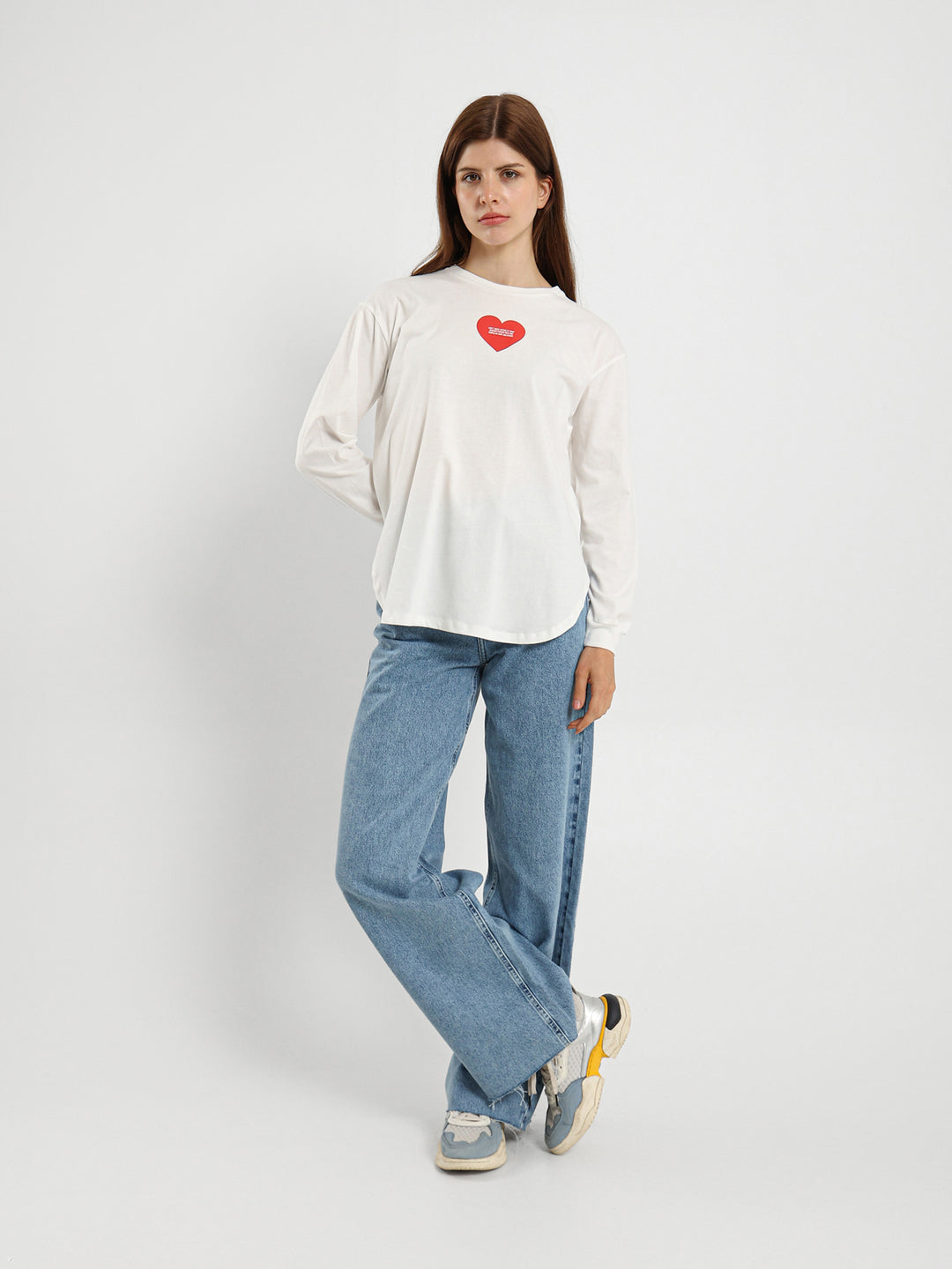 Heart Print Long Sleeve T-Shirt