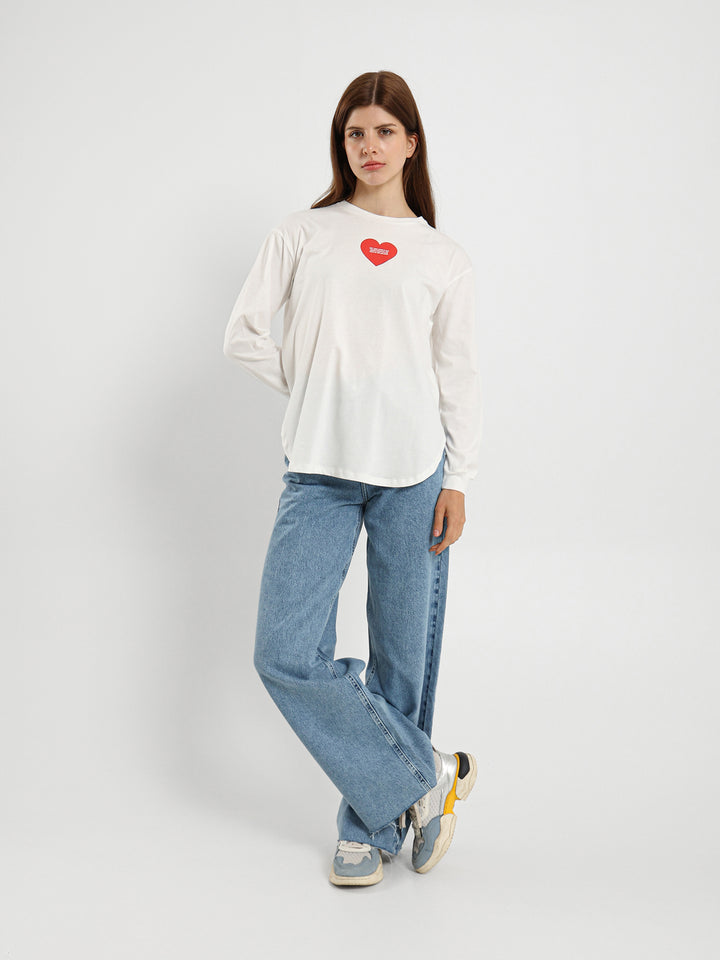 Heart Print Long Sleeve T-Shirt