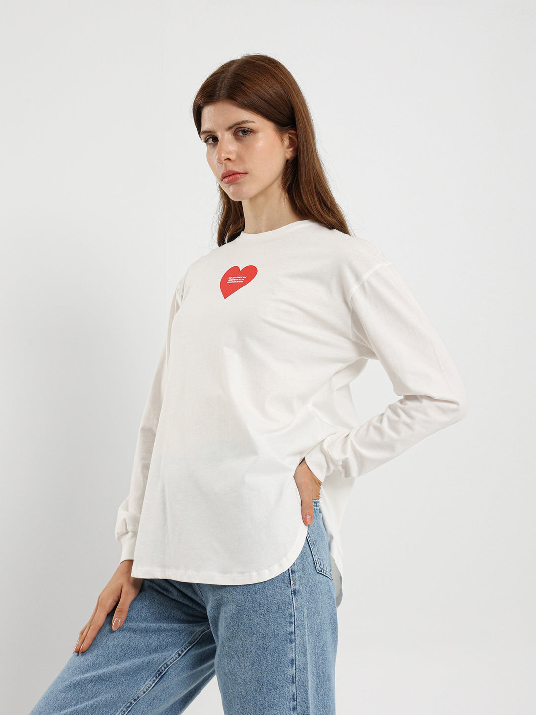 Heart Print Long Sleeve T-Shirt
